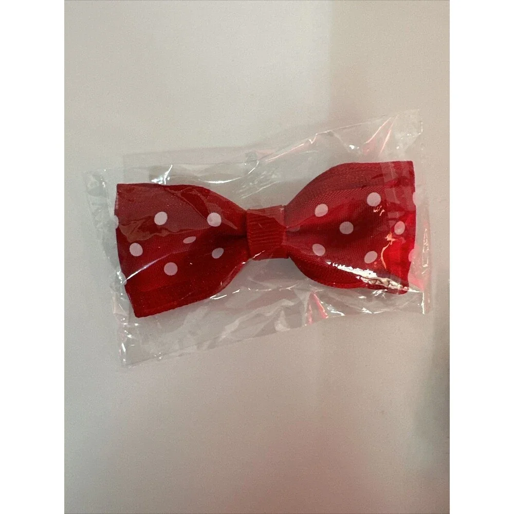 Lot of 5 Red/white Hair Bows with easy clip backs